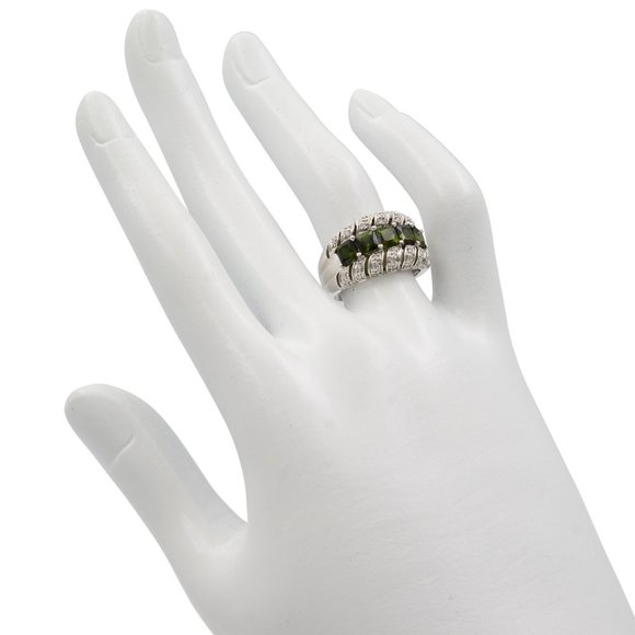 Tourmaline 3.00cttw and Diamond 0.35cttw Thick Band Ring 14k White Gold Size 7 - Picture 7 of 7
